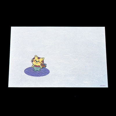 遊膳 遠赤抗菌和紙 尺3お子様懐石まっと（100枚）ねこちゃん WO-2 390×264mm( キッチンブランチ )