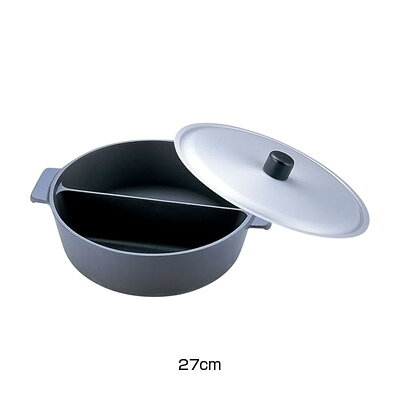 【仕様】 サイズ表示：27cm 内径×深さ：270×90mm 仕切り1個の容量×仕切り1.2L×2 質量：2.2kg