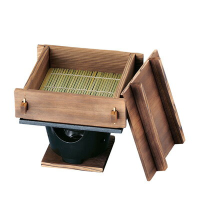 焼杉 角蒸ミニセイロセット 大 （湯入付） 145×145×H45mm【 アドキッチン 】