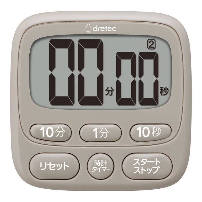 dretec ドリテック 時計付大画面タイマー 199分50秒計 T-612BE ベージュ