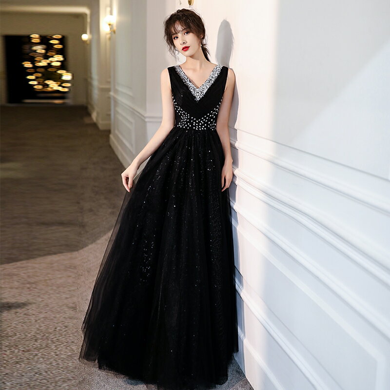 Other - ロングドレス 黒 結婚式 二次会 花嫁 演奏会 カラードレス 大きいサイズ 披露宴 ブライダル 発表会 パーティードレス ウエディング 小さいサイズ 体型カバー aライン ピアノ 挙式 イベント コンサート 送料無料