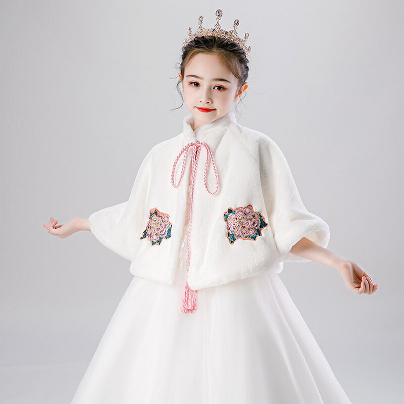 ファー ボレロ 子供 長袖 フォーマル ショール ワンピース コート 子供服 結婚式 ピアノ発表会 演奏会 あったかい パーティー キッズ おしゃれ ケープ ド...