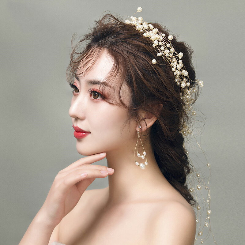 ヘッドドレス 2点セット ピアス 髪飾り パール ブライダル ウェディング ゴージャス 花嫁 お呼ばれ フォーマル ヘアアクセサリー レディース 髪留め 着物 ...