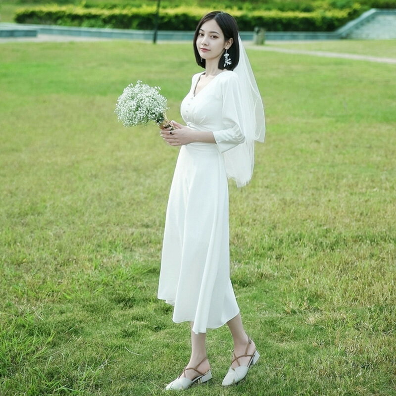 新作人気モデル 結婚式 パーティードレス 演奏会 ドレス 花嫁 ウェディングドレス 袖あり ドレス Williamsav Com