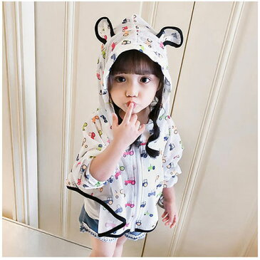ラッシュガード キッズ パーカー 子供 子供服 女の子 長袖 薄手 アウター トップス UVカット 紫外線対策 冷房対策 日除け 日焼け対策 虫除け フード付き 通気 かわいい 90 100 110 120 130 夏 春 プレゼント