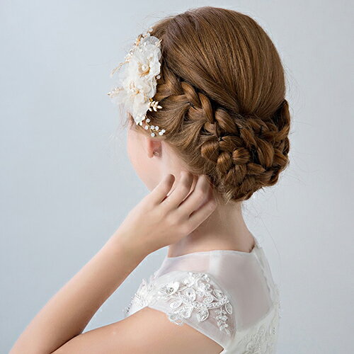 AddChicの【★半額限定★スーパーSALE期間中】子供ヘッドドレス 髪飾り ヘアピン ヘアアクセサリー ウェディング ゴージャス フォーマル 髪留め 着物 成人式 子供の日 誕生日 結婚式 卒業式 イベント 発表会 パーティー 七五三 アレンジ自在 ナチュラル｜アングル3