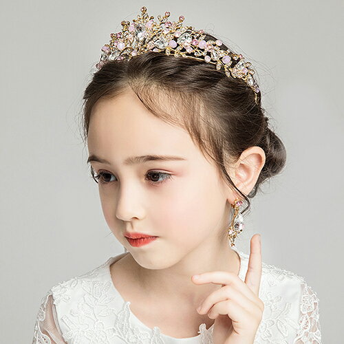 子供ヘッドドレス 髪飾り ティアラ クラウン セット イヤリング ヘアアクセサリー ウェディング ゴージャス フォーマル 着物 成人式 子供の日 誕生日 結婚式 卒業式 イベント 発表会 パーティー 七五三 ナチュラル 送料無料