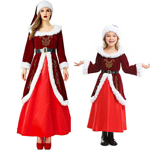 クリスマスやパーティーイベントを盛り上げよう！！お揃いコーデやクリスマスやイベント、ショー等にもオススメです！▲セット内容:　ワンピース、帽子、ベルト▲素材:ポリエステル▲サイズレディース：Sサイズ：着丈140 バスト88　ウェスト69　参...