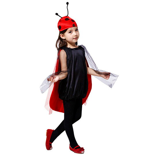 AddChicのハロウィン衣装 子供服 てんとう虫 ハロウィン コスプレ キッズ 女の子 衣装 学園祭 仮装 コスチューム 文化祭 可愛い イベント 演出服 ハロウィン衣装 cosplay 変装 演劇 100~130cm｜アングル2