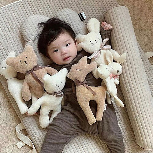 Bear - ぬいぐるみ ファーストトイ 赤ちゃん ベビー 動物ぬいぐるみ ベビーおもちゃ ベビートイ 熊 鹿 かわいい 子供 女の子男の子 もちもち ふわふわ もちふわ 誕生日 クリスマス プレゼント ギフト 出産祝い 贈り物 0歳 1歳 2歳