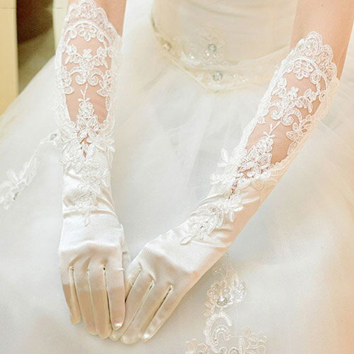 ウエディンググローブ ロンググローブ 花嫁 ブライダルグローブ 結婚式 二次会 ウエディング手袋 パーティー グローブ サテン レース 前撮り 海外挙式 ピアノ 発表会 エレガント ウエディング小物