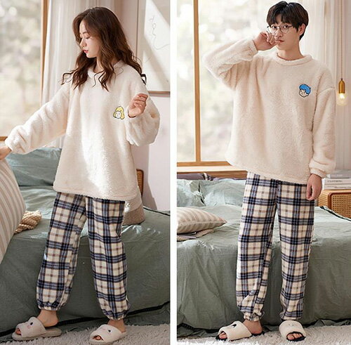 ペアパジャマ パジャマ 秋 冬 カップルパジャ 大きいサイズ 厚手レディース メンズ ルームウェア 長袖 上下セット ナイトウェア 部屋着 ギフト セットアップ かわいい プレゼント 上品 彼氏 彼女 お揃い 長ズボン お祝い 寝間着 寝巻き 送料無料