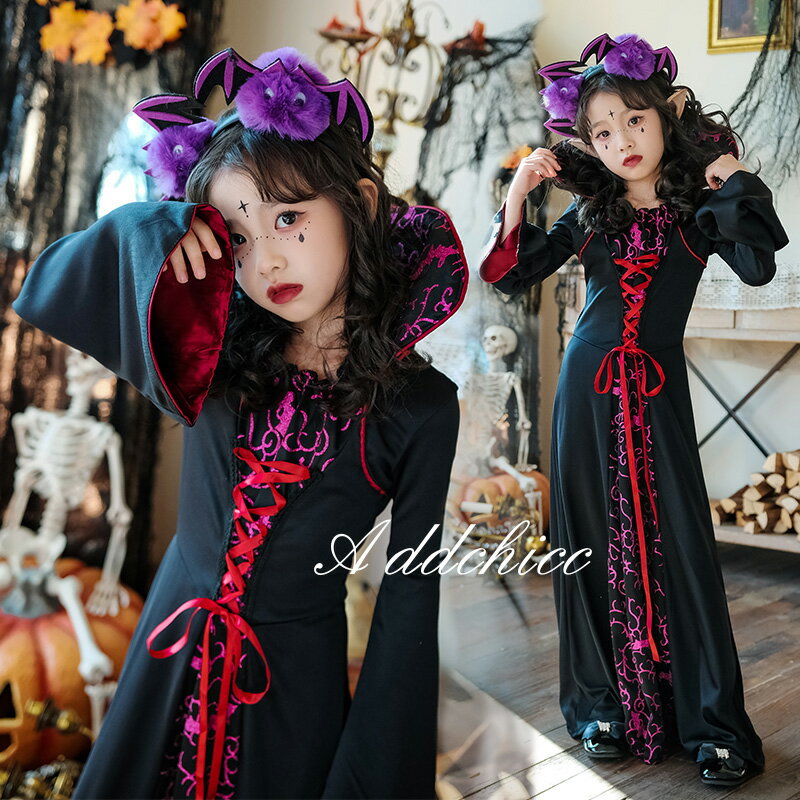 ハロウィンやパーティーイベントを盛り上げよう！！ お揃いコーデやハロウィンやイベント、ショー等にもオススメです！ ▲商品内容:ワンピース+髪飾り+耳 ▲素材:ポリエステル ▲サイズL/120：着丈89cm バスト64cm ウエスト58cmX...