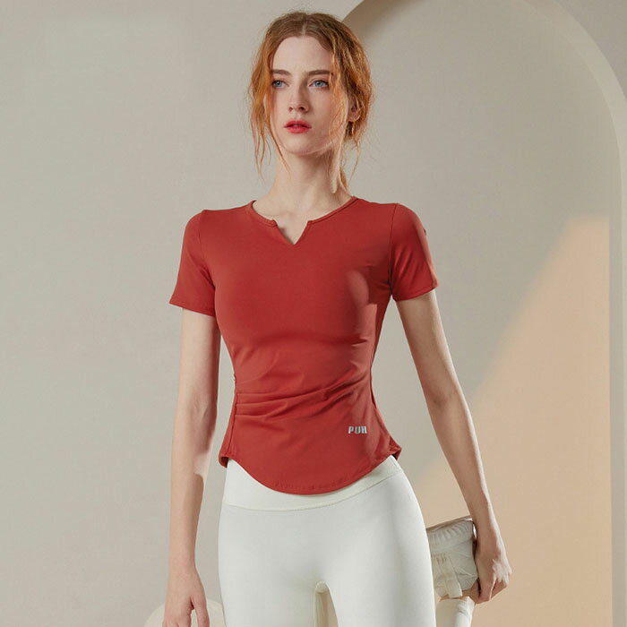 ヨガウェア レディース トップス ホットヨガ ピラティス ダンス ジム ランニング スポーツウェア 半袖 Tシャツ スポーツシャツ フィットネス おしゃれ 無地 吸汗 速乾 伸縮