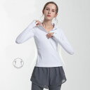 ヨガウェア レディース トップス ホットヨガ ピラティス ダンス ジム ランニング スポーツウェア 長袖 Tシャツ スポーツシャツ フィットネス おしゃれ 無地 吸汗 速乾 伸縮(4)