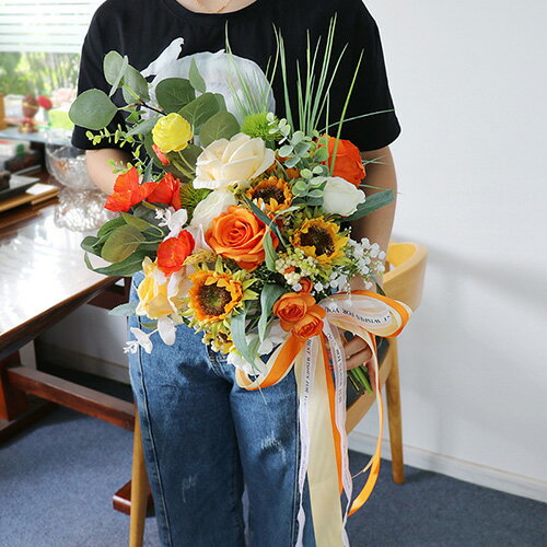 ブーケ 造花 ウエディングブーケ 花嫁 大きい フラワー 結婚式 ブライダルブーケ 造花ブーケ 二次会 贈答品 花束 披露宴 撮影道具 インテリア キレイ 上品 イベント 祝日 敬老の日 母の日 送別 退職 新年 卒業 出産