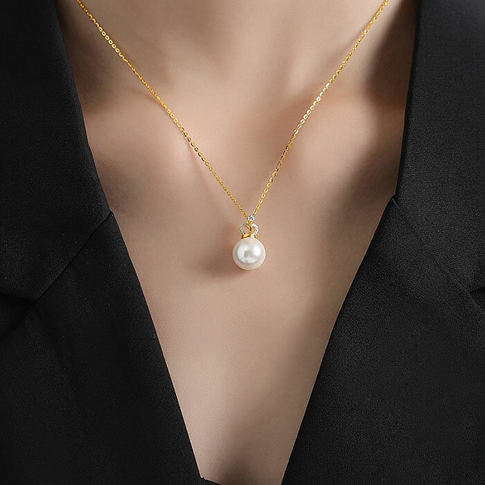 樂天商城 - ネックレス レディース パール 一粒 シンプル ペンダントトップ 首飾り チョーカー アクセサリー 金属アレルギー ゴールド シルバー プラチナ カジュアル おしゃれ 普段使い 華奢 人気 母の日 誕生日 デート 結婚式 プレゼント ギフト 彼女 妻 女性用 ネックレス
