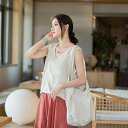 タンクトップ レディース 春 夏 綿 麻 大きいサイズ 体型カバー 無地 ノースリーブ トップス 着痩せ 吸汗 通気 おしゃれ ゆったり シンプル カジュアル ...