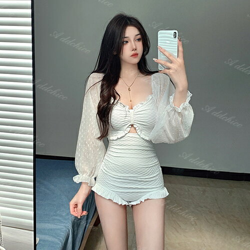 人気の水着 レディース 水着 ワンピース 長袖 オールインワン 可愛い セクシー パッドつき ノンワイヤー レディース 体型カバー 女性用スイムウェア swimwear 温泉 夏 海 ビーチ 海水浴 スイミング 着痩せ 日焼け対策 黒 白