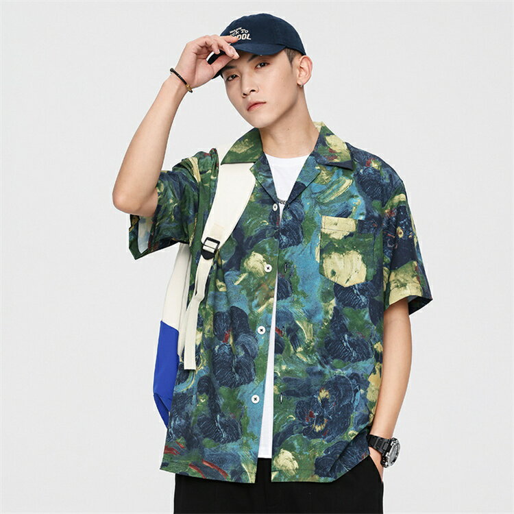 樂天商城 - オープンカラーシャツ デザインシャツ メンズ トップス 半袖 大きいサイズ 春 夏 夏服 ポケット付き ゆったり 体型カバー カジュアル 送料無料 S M L XL 薄い 薄手 おしゃれ 大人父の日 プレゼント ギフト