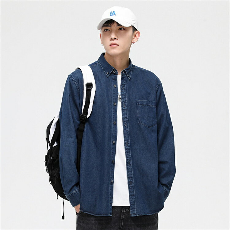 長袖シャツ メンズ シャツ 大きいサイズ 無地 カジュアルシャツ ポケット付き ゆったり 長袖 涼しい 綿 春服 夏服 春 夏 ブルー ネイビー S M L XL 2XL 3XL 4XL 日除け 日除け対策 父の日 プレゼント ギフト