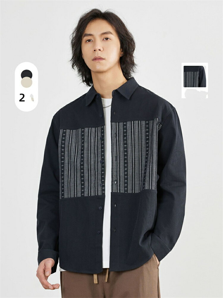 オープンカラーシャツ 長袖シャツ メンズ カジュアルシャツ 大きいサイズ 長袖 カジュアルシャツ 薄手 長袖 涼しい 綿 春服 夏服 春 夏 ベージュ ブラックM L XL 2XL 3XL 日除け 日除け対策 父の日 プレゼント ギフト