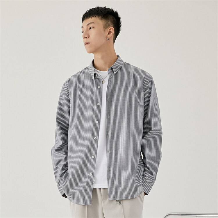 長袖シャツ サマーカーディガン メンズ 縦縞 カジュアルシャツ 大きいサイズ オープンカラーシャツ 長袖 カジュアルシャツ 薄手 長袖 涼しい 綿 春服 夏服 春 夏 ホワイト ネイビー S M L XL 2XL 日除け 日除け対策 父の日 プレゼント ギフト