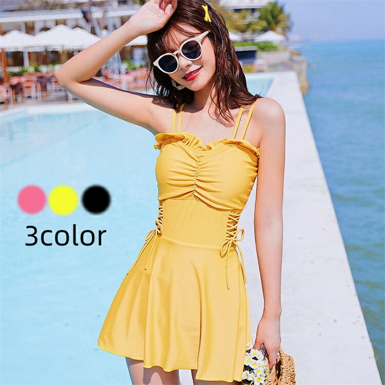 Dresses - レディース 水着 ワンピース オールインワン パッドつき レディース 体型カバー 速乾 ストレッチ 水着 ママ水着 温泉 夏 海 ビーチ 海水浴 スイミング シンプル 着痩せ 20代 30代 40代