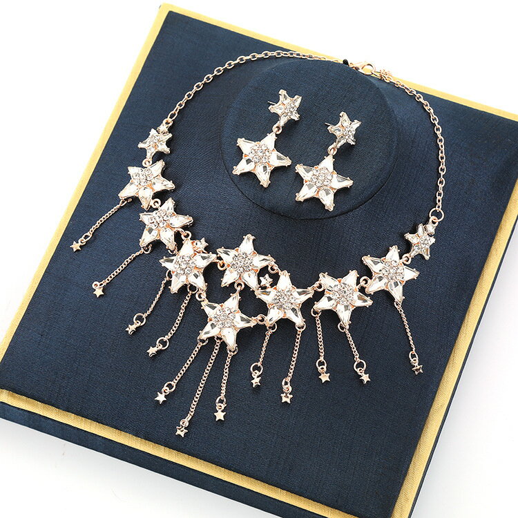 Chromium - 【★半額限定★スーパーSALE期間中】ネックレス+ピアス アクセサリー セット ネックレス 結婚式 ウエディング ジュエリーブライダル 花嫁 演奏会 パーティー 二次会 アクセサリー 発表会 二次会 成人式 前撮り 卒業式 プレゼント ギフト Jewelry Set