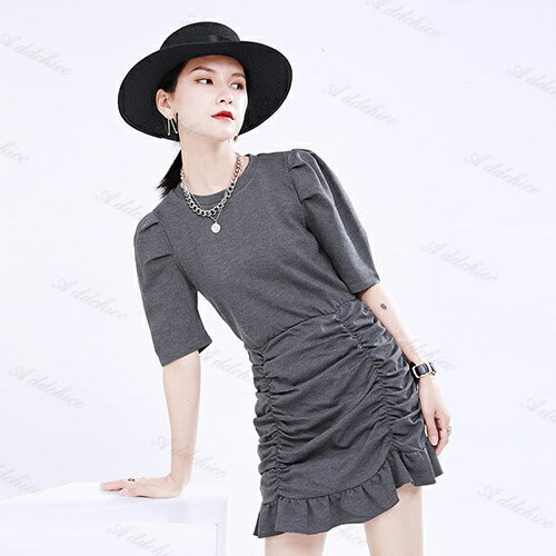 ワンピース プリーツワンピース タイトスカート ミニ丈 ショート丈 半袖 無地 レディース 春 夏 ワンピ お洒落 大人 着痩せ きれいめ 通勤 旅行 上品 ギフト 20代 30代 40代 黒 ブラック グレー