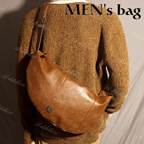 ショルダーバッグ 大容量 ボディバッグ メンズ バッグ PU 斜め掛け 肩掛け 柔らかい 軽量 小物収納 自転車バッグ 鞄 かばん 耐摩設計 彼氏 父の日 敬老の日 ギフト 20代 30代 40代 50代 カジュアル おしゃれ ブラウン(4.0)