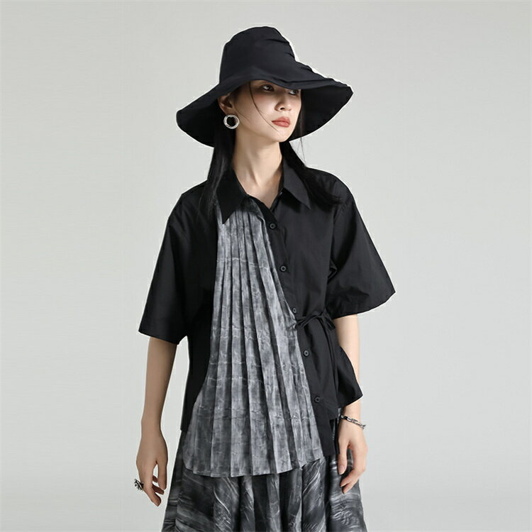 Tシャツ 半袖シャツ ブラウス 異素材 配色 トップス レディース 半袖 女性 韓国ファッション 通
