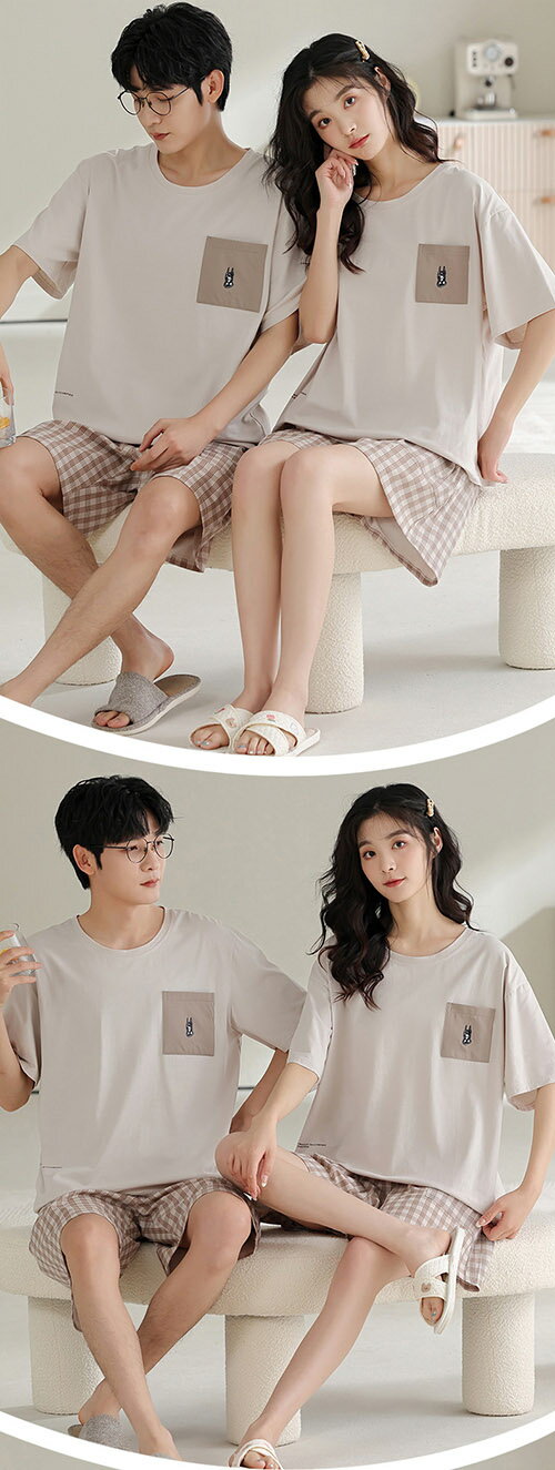ペアパジャマ パジャマ カップル ルームウェア レディース メンズ 半袖 綿 上下セット ナイトウェア 部屋着 セットアップ かわいい プレゼント 春 夏 彼氏 彼女 お揃い お祝い 寝間着 寝巻き リラックスウェア 大きいサイズ ギフト