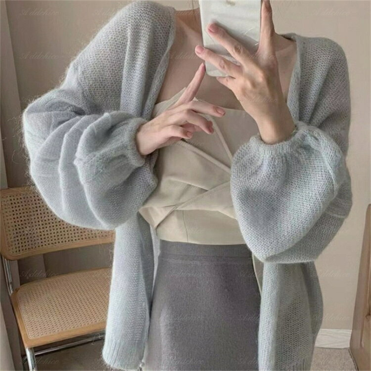 樂天商城 - ニットカーディガン レディース セーター カーディガン 秋服 冬服 厚手 長袖 ユニーク おしゃれ 柔らか 温かい 大人 伸縮性 韓国ファッション シンプル ゆる感 体型カバー 羽織 日常着 通勤 通学 防寒 ニットカーデ アウター