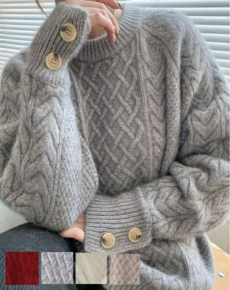 樂天商城 - ニットセーター リブニットトップス 秋 冬 レディース セーター 秋服 冬服 厚手 長袖 おしゃれ 柔らか 温かい 大人 伸縮性 韓国ファッション シンプル ゆる感 体型カバー 羽織 日常着 通勤 通学 防寒