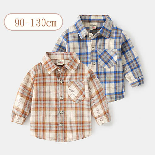 シャツ 子供シャツ 長袖 男の子 チェック柄 トップス アウター キッズシャツ キッズ ライトコート