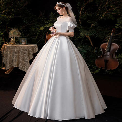 花嫁ドレス ウェディングドレス プレンセンスドレス 結婚式 二次会 演奏会 披露宴 ロングドレス 発表会 コンサート 大きいサイズ フォーマル 前撮り リゾート パーティードレス 海外挙式 ピアノ エレガント プリンセスライン ホワイト