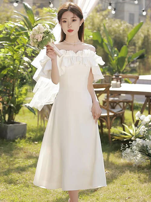 パーティードレス ドレス ロングドレス ミモレ丈 ウェディングドレス オフショルダー イブニングドレス ノースリーブ 二次会 結婚式 演奏会 披露宴 発表会 コンサート 大きいサイズ 小さいサイズ 前撮り 撮影 海外挙式 パーティー 誕生日 お呼ばれ エレガント 白