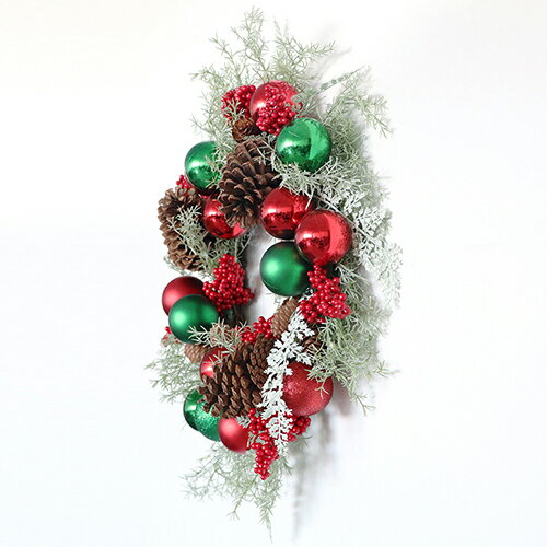 クリスマスリース リース 玄関リース 北欧 おしゃれ ナチュラル 50cm クリスマス ...