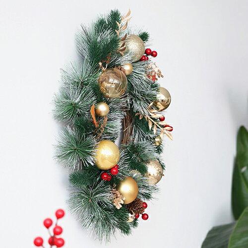 クリスマスリース 直径約45cm リース 玄関リース ボール 北欧 おしゃれ ナチュラル...