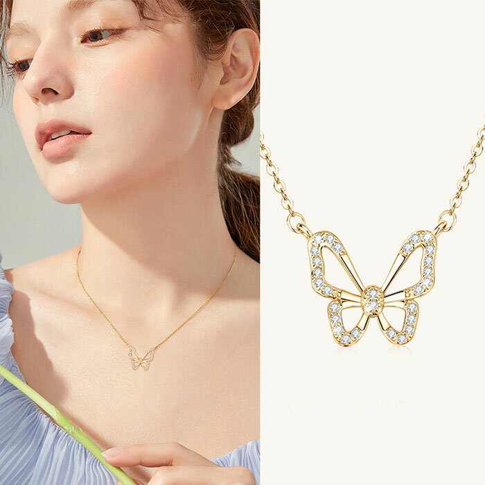Rakuten - ネックレス レディース 18k 蝶 ジルコニア アクセサリー ジュエリー シンプル シルバー925 女性 プレゼント ギフト 金属アレルギー 首飾り カジュアル 普段使い 華奢 定番 人気 パーティー OL通勤 デート 結婚式 母の日 誕生日 彼女 妻 ネックレス