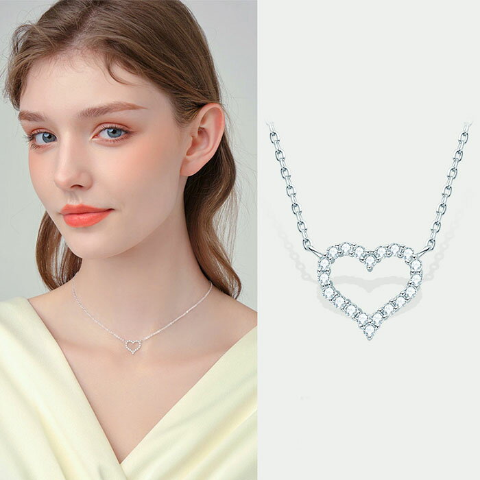 樂天商城 - ダイヤモンド ネックレス プラチナ 0.015ct ハート ダイヤネックレス レディース オープンハート ペンダント シルバー925 ジュエリー アクセサリー シンプル プレゼント ギフト 首飾り 普段使い 華奢 定番 人気 OL通勤 デート 結婚式 母の日 誕生日 彼女 妻 ネックレス