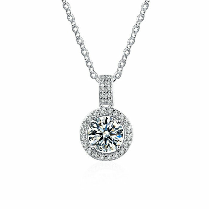 Rakuten - ネックレス レディース ダイヤモンド 一粒 1.0ct ペンダント アクセサリー シンプル シルバー925 ダイヤネックレス プレゼント ギフト 金属アレルギー 首飾り カジュアル ジュエリー 普段使い 華奢 定番 人気 OL通勤 デート 結婚式 母の日 誕生日 彼女 妻 ネックレス