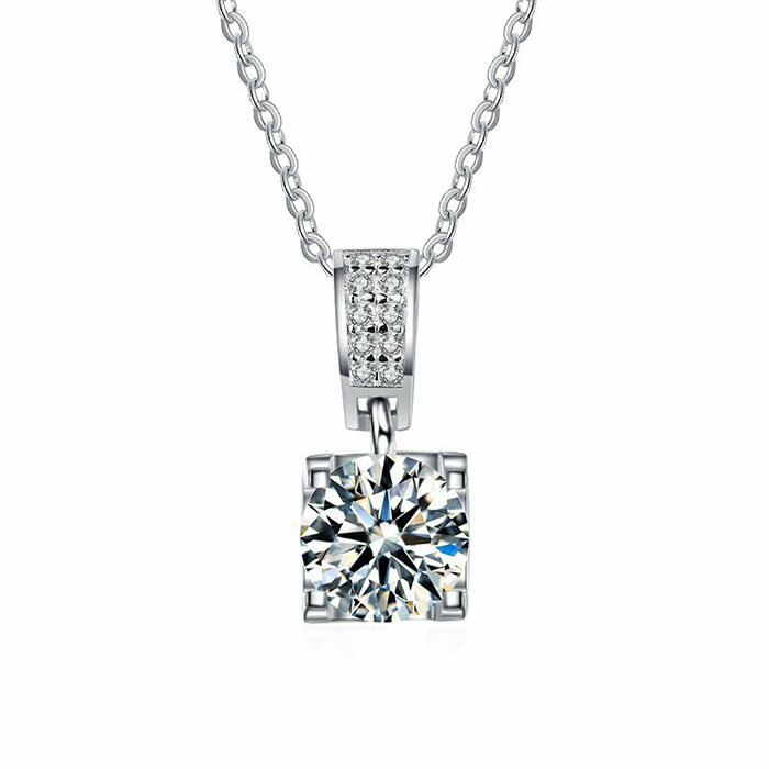 樂天商城 - ネックレス 一粒 1.0ct ダイヤモンド レディース シルバー925 ペンダント アクセサリー シンプル ダイヤネックレス 1.0カラット プレゼント ギフト 首飾り ジュエリー 普段使い 華奢 定番 人気 OL通勤 デート 結婚式 母の日 誕生日 彼女 妻 ネックレス