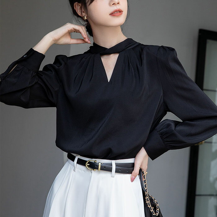 樂天商城 - ブラウス ボウタイ レディース 長袖 シャツ トップス 無地 シャツブラウス 春 秋 オフィス カジュアル フォーマル 韓国ファッション 大きいサイズ 長袖ブラウス OL通勤 就活 面接 事務 ビジネス 薄手 上品 着痩せ 女性 涼しい シンプル 長袖シャツ