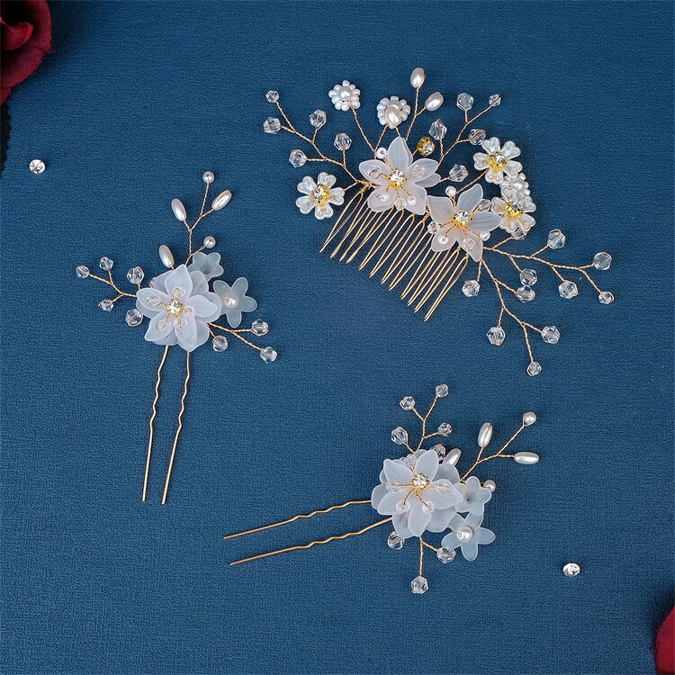 AddChicのヘッドドレス ヘッドアクセサリー 髪飾り ウエディング ブライダル 花嫁 結婚式 ブライダルアクセサリー パーティー 結婚式 二次会 演奏会 発表会 コンサート コンテスト 披露宴 レディース お花嫁 挙式 ハワイ 着物 送料無料｜アングル2