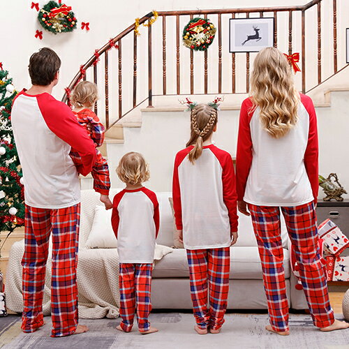 AddChicの親子ペアルック パジャマ ルームウェア クリスマス 部屋着 親子ペア お揃い 上下セット ロンパース 赤ちゃん 親子お揃い 長袖 家族おそろい服 親子 ペア プレゼント ママ パパ キッズ ベビー 子供 大人 ペアルック家族 春 秋 冬 記念撮影 大きいサイズ xmas 赤｜アングル2
