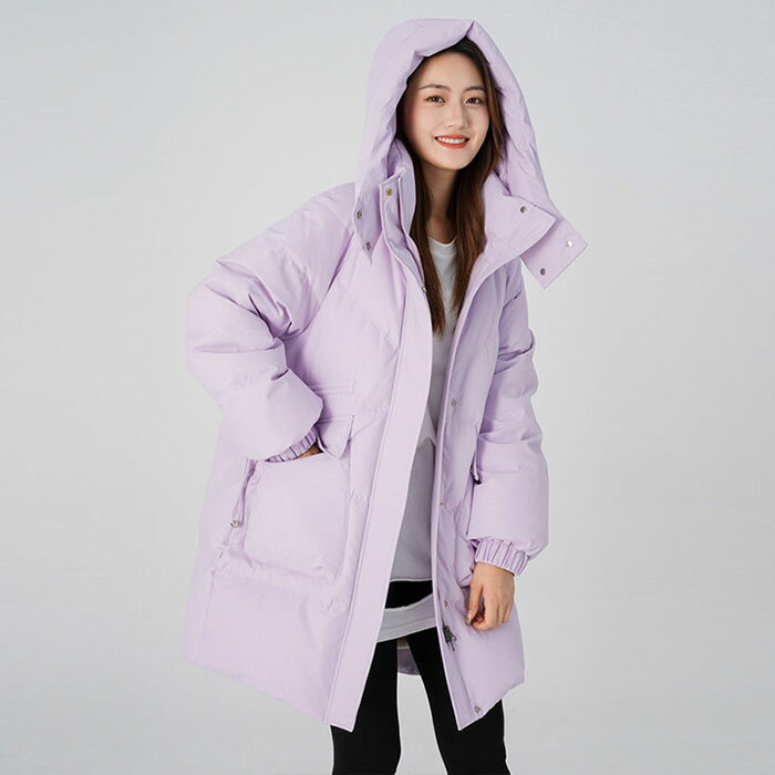 樂天商城 - ロングダウンコート ロングコート レディース 秋 冬 アウター ダウン ダウンコート ロング きれいめ 大きいサイズ ダウンジャケット フード付き 軽量 厚手 冬服 暖かい 防寒 前開き 着痩せ ゆったり 韓国ファッション 可愛い カジュアル 学生 通学 通勤 コート