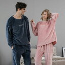 ペア パジャマ 冬 レディース メンズ カップルパジャマ もこもこ 暖かい 上下セット 長袖 大きいサイズ 可愛い 厚手 裏起毛 あったか かわいい ナイトウェ...