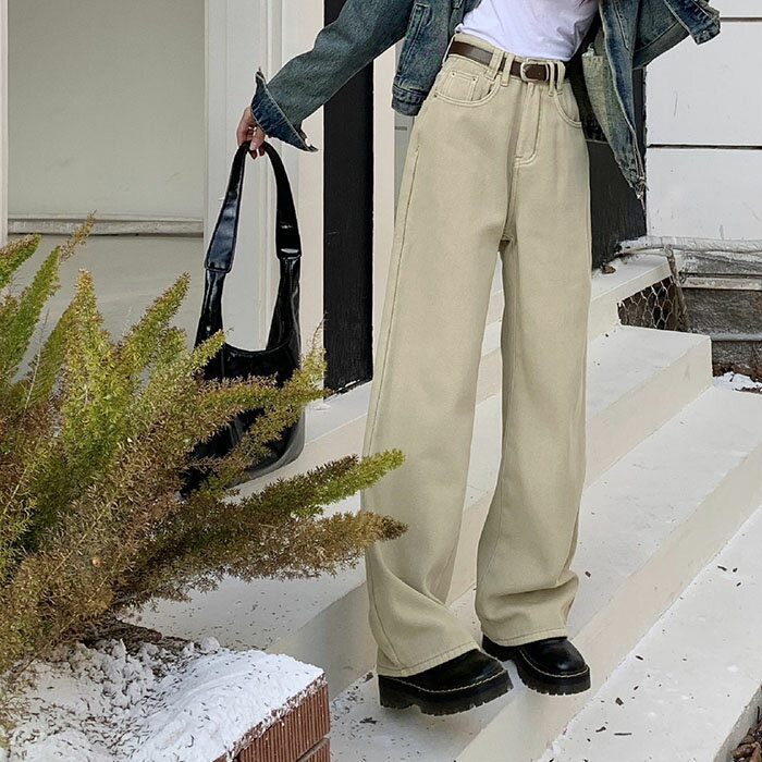 裏起毛デニムレディースパンツワイド...